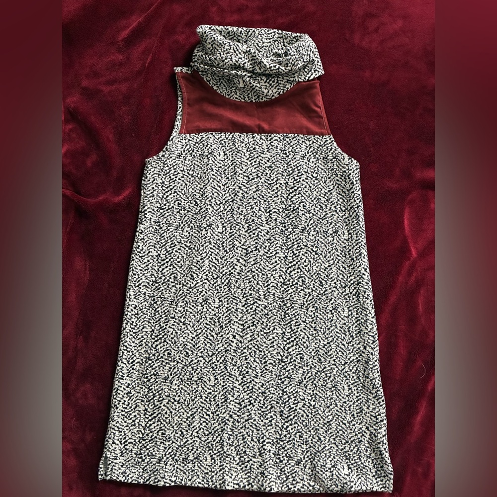 THML Black and White Patterned Mini Dress with Red Accent